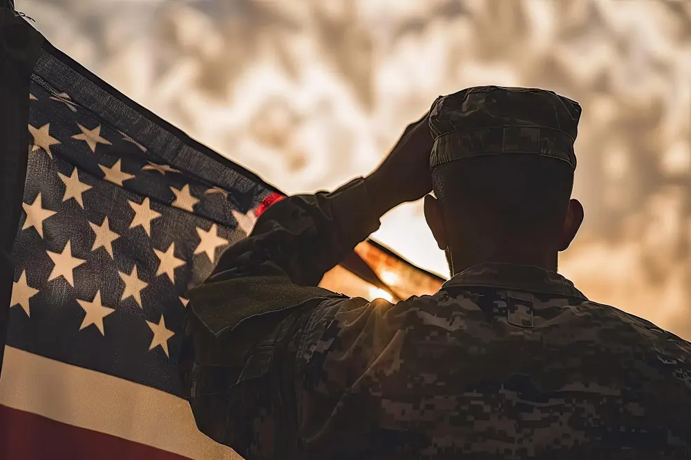 Veteran saluting the flag